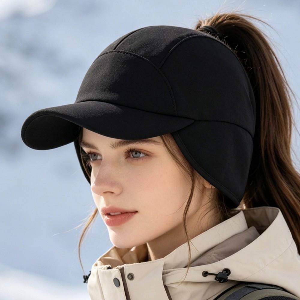 Thickened Fleece Ear Flap Baseball Cap Warm Winter Sports Hat Fashion Windproof Running Hat