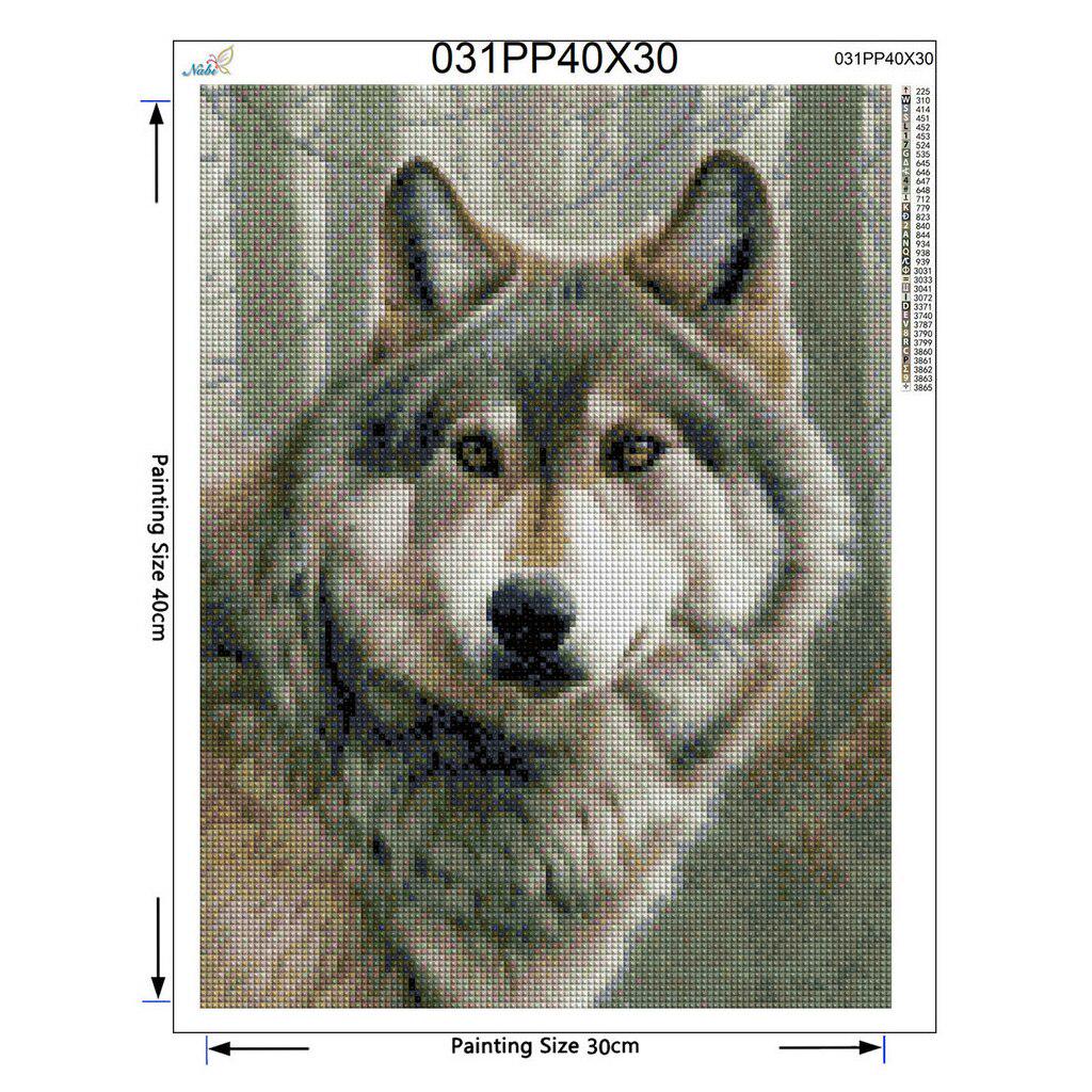 Pictură cu diamant Poza lupului Autocolant rotund complet cu broderie de diamante cu animale Cruce Diamantă Home Decor