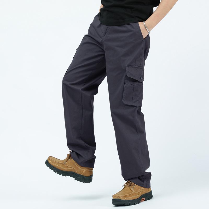 Spring & Autumn Multi-Pocket Loose Fit Casual Pants for Middle-Aged Men