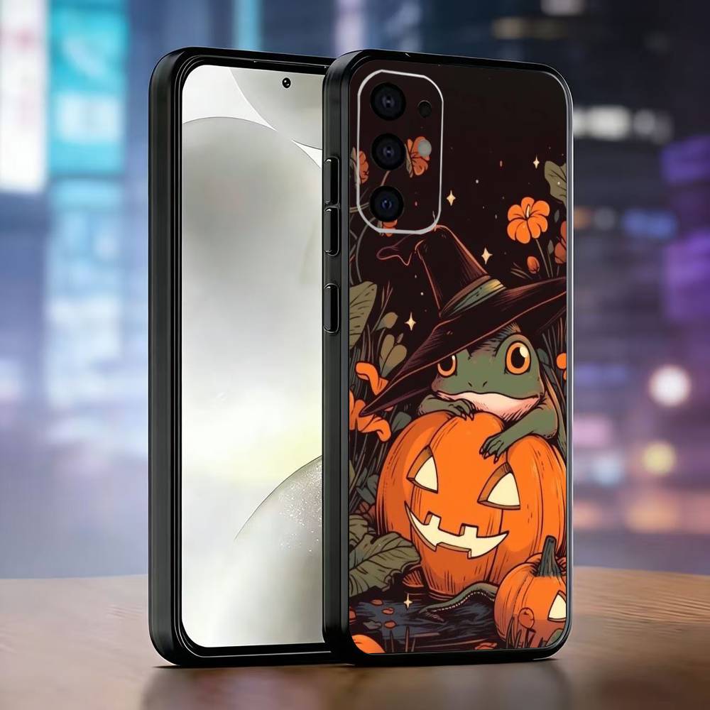 Herbst-Pilz-Frosch Handyhülle Für Samsung S25,S24,S21,S22,S23,S30,Ultra,S20,Plus,Fe,Lite,Note,10,Schwarze Hülle