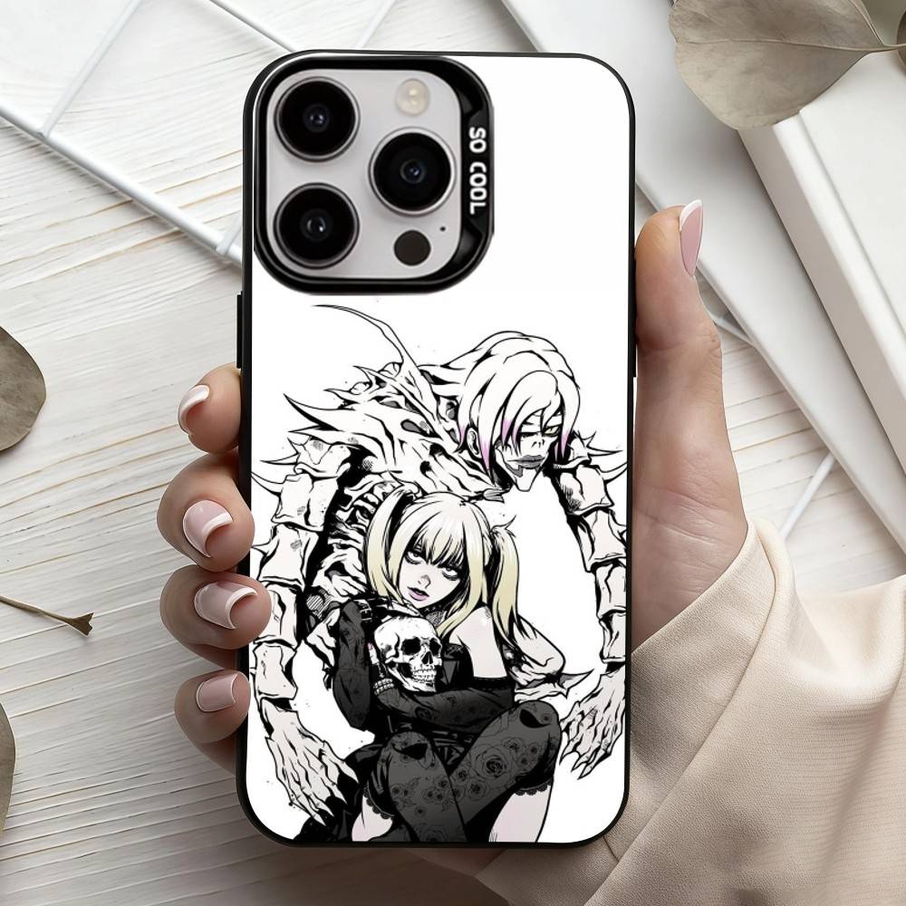 Funda para teléfono M-Misa D-Death N-Note para iPhone 17, 16, 15, 14, 13, 12, 11 Plus, Pro Max, color plata caramelo, interior chapado.