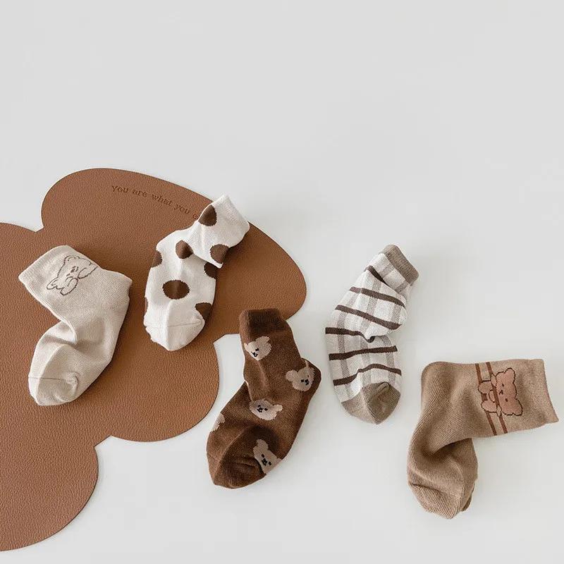 5 par/parti Nye babysokker Søte tegneserie Spedbarn Nyfødt sokk for jenter Gutter Myk bomull Småbarnssokker Barn Klær Tilbehør