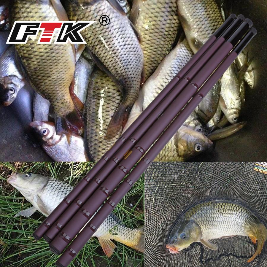 FTK Wędka karpiowa 2.7/3.6/4.5/5.4M twarde włókno węglowe przenośny ultralekki kij teleskopowy Max przeciągnij 5Kg narzędzia połowowe