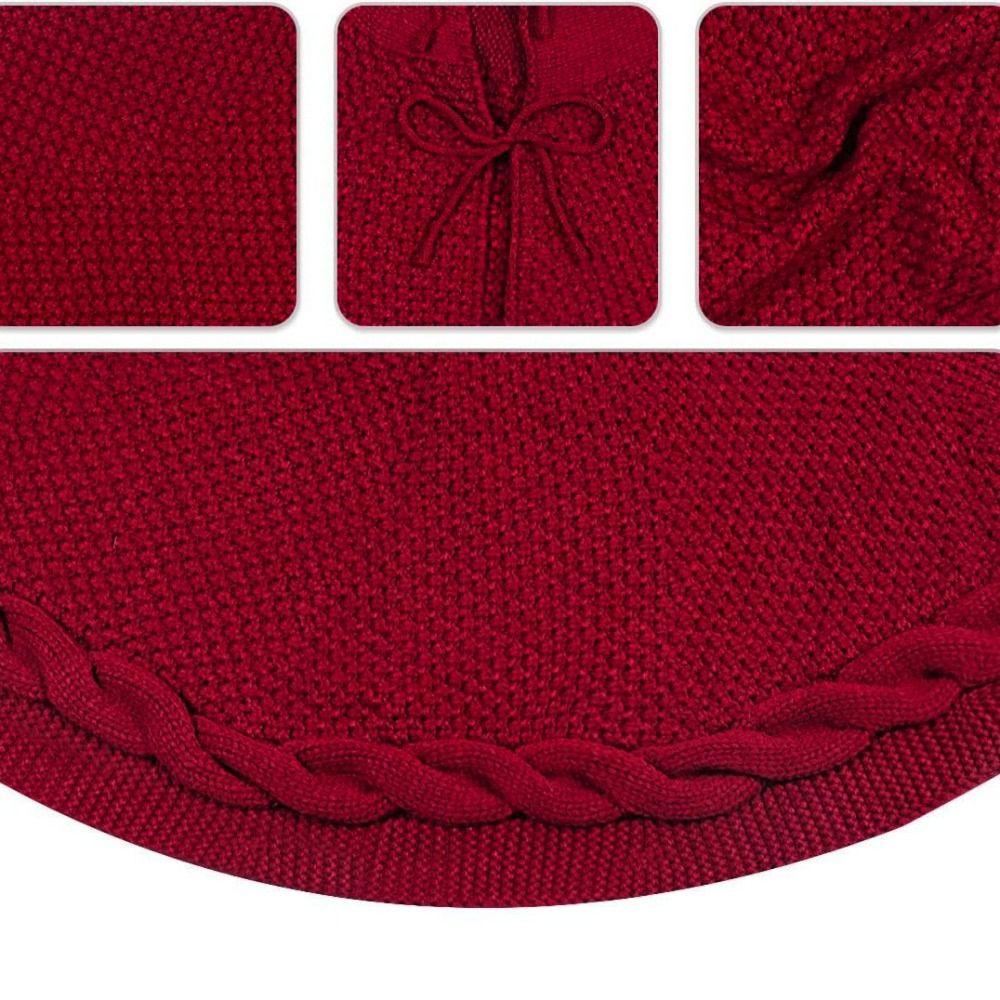 White/Red Knitted Christmas Tree Skirt Polyester Xmas Tree Foot Cover  Wedding