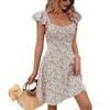 Zomer Dames Casual Bloemenprint Rugloze Bandage Eendelig Jurkje Korte Mouw