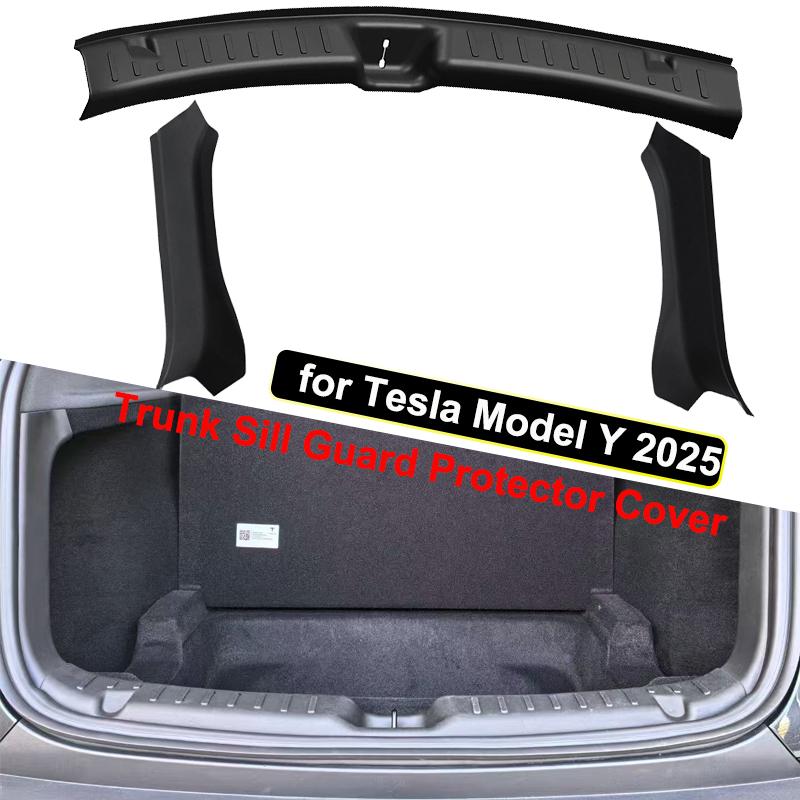 For Tesla Model Y Juniper Launch 2025 Rear Trunk Side Storage Box Door Sill Guard Protector Strip Cover Sundry Organizer Parts
