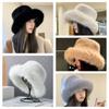 Harajuku Fluffy Fur Fisherman Hat Imitation Fur Luxury Plush Hat Retro Winter Fluffy Hat  Outdoor