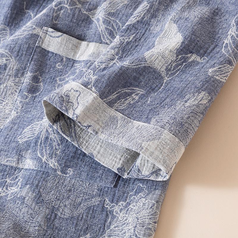 Cotton and Linen Nightgown Robes for Spring and Autumn Thin Mid-Length Lace-Up Bathrobe Casual Loose Women's Bathrobes