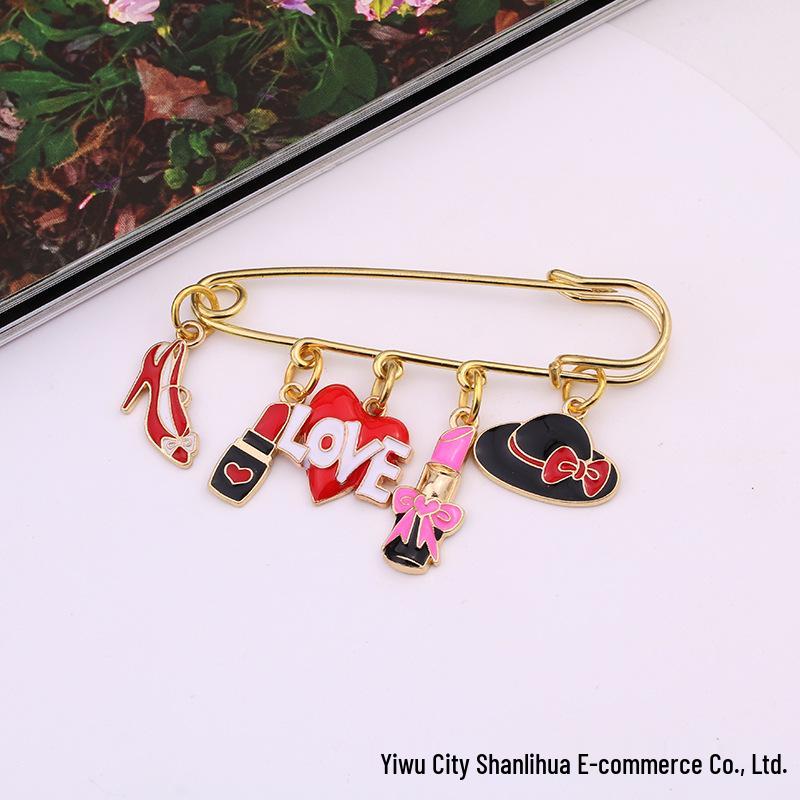 Women's Lipstick Brooch: Versatile Alloy Hat/Bag Pin Accessory