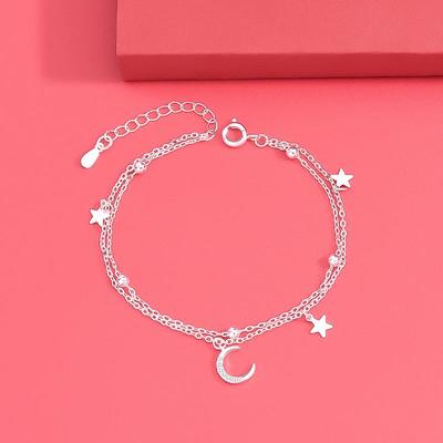 Bracciale Doppio Strato Stardust Stella & Luna in Stile Mori Coreano - Design di Nicchia da Donna