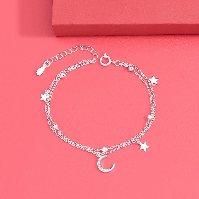 

Корейский браслет в стиле Мори из двух слоев с пылью звезд в виде звезд и луны - Нишевый дизайн для женщин