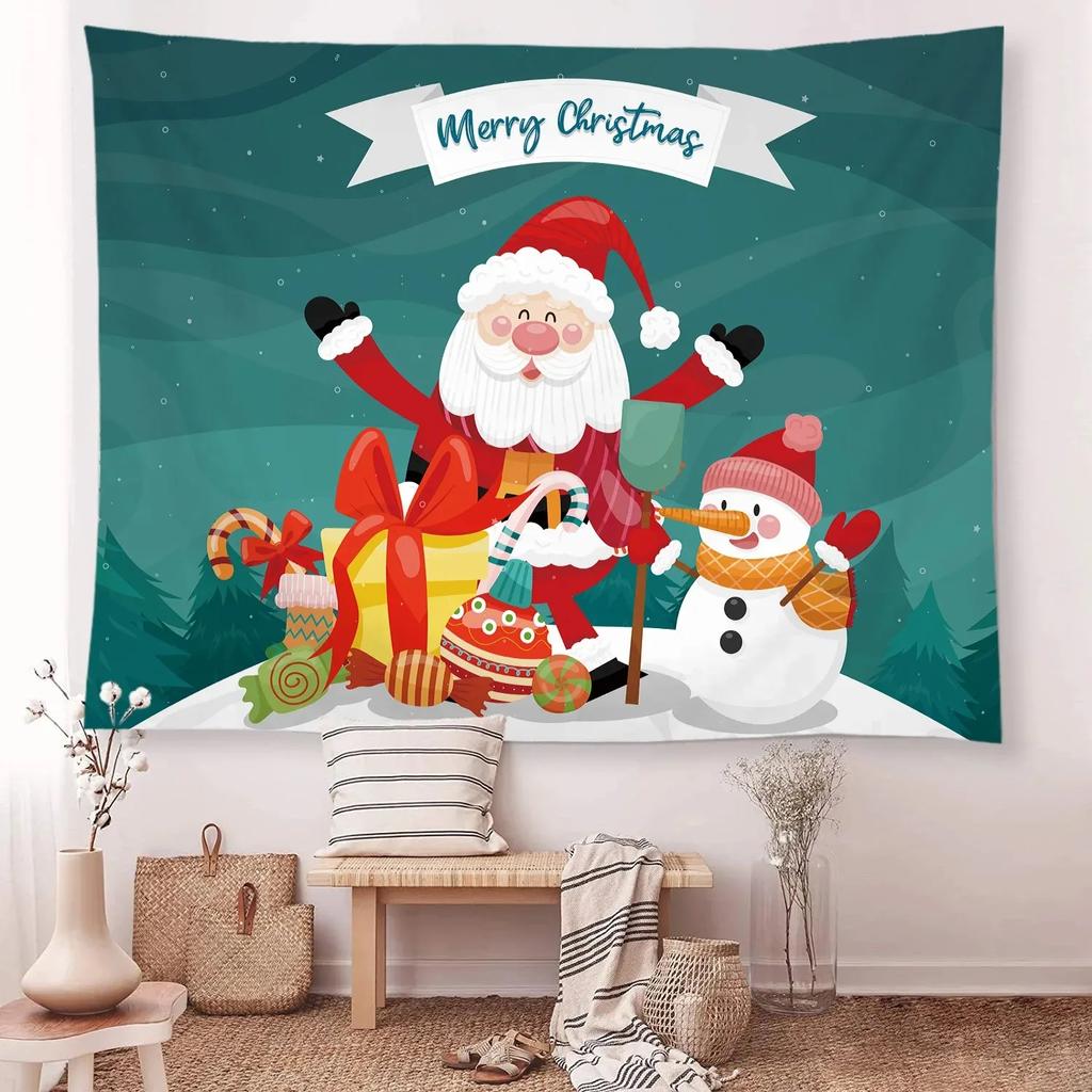 Christmas Pattern Tapestry Home Bedroom Living Room Wall Decoration Santa Claus