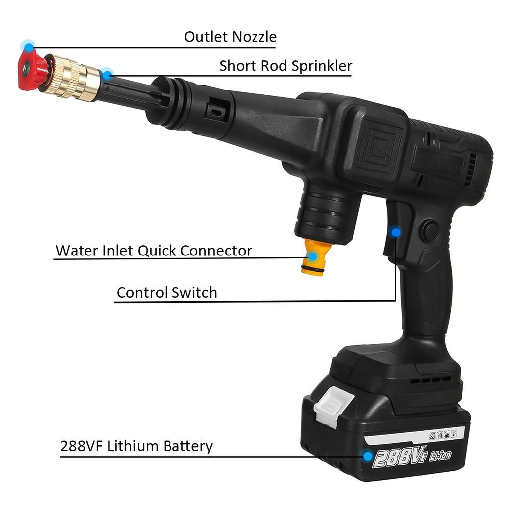 50 Bar 1500W 288VF Electric Gun Washer Foam Gun for 18V Battery Cordless High Pressure Washing Machine Car Charger