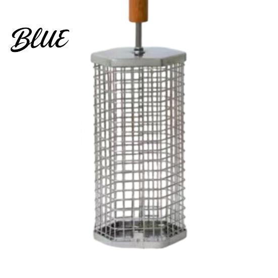BBQ Cooking Basket Stainless Steel Rolling with Wooden Handle Rotating Grill Cage for Outdoor Grilling Accessories Camping Picnics Space-Saving