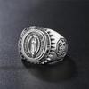Vintage Silver Virgin Ring Bicycle Blessing Religious Ring Men's Talisman Jewelry Gift