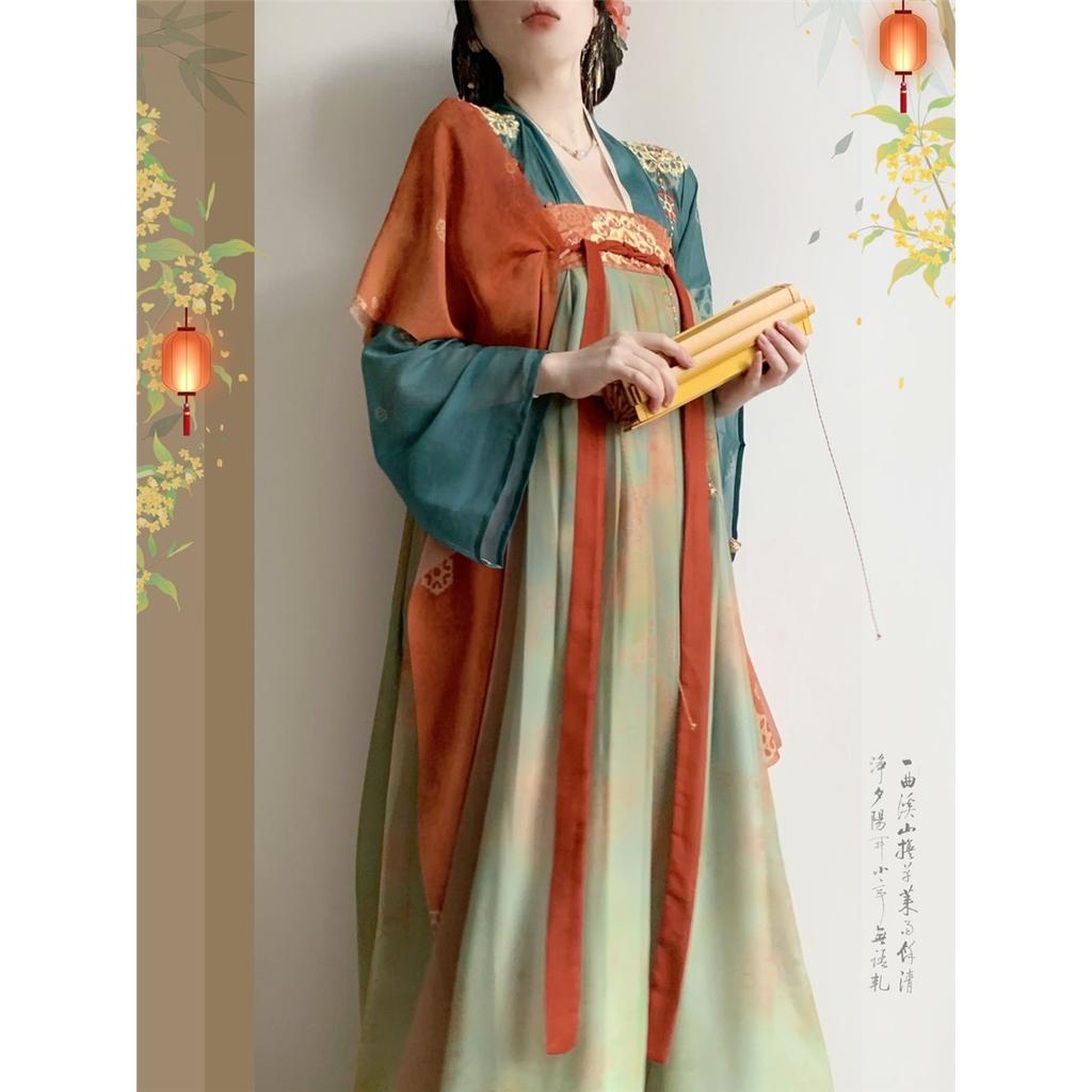 China Restores Tang Dynasty Style Hanfu Traditional Embroidered Elegant Daily Suit For Women