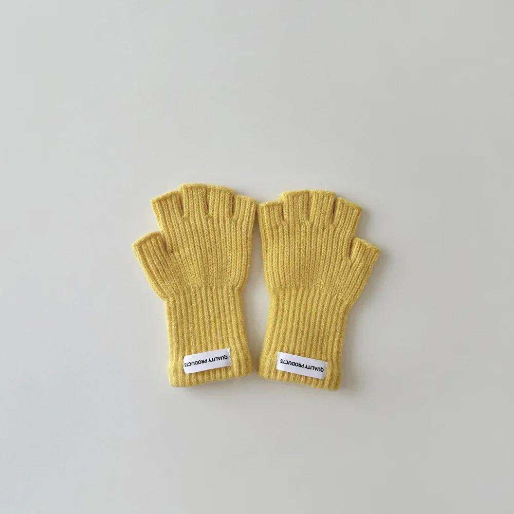 1 Pair Warm Wool Furry Kids Glove Candy Color Fashion Fingerless Glove for Children Boy Girl Autumn Winter Plush Knitted Glove