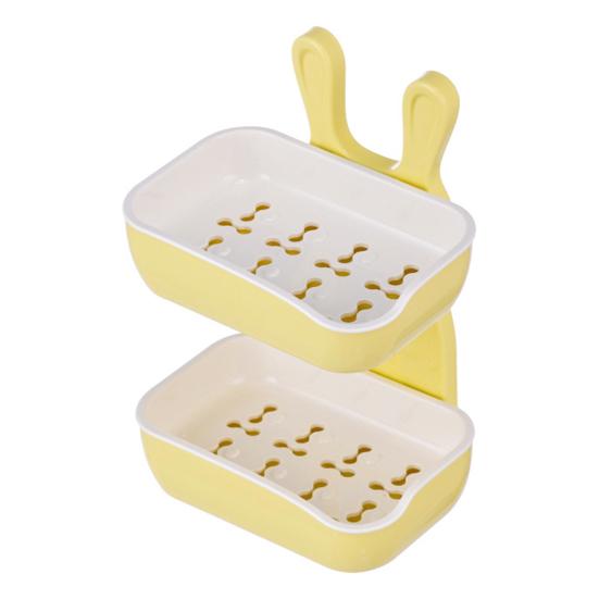 Wall Mounted Soap Dish Double Layer Design Strong Load-bearing Easy Installation Sponge Holder Bathroom Soap Rack