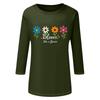 Women's Fashionable Casual Three Quarter Sleeve Printed Collar Pullover Top