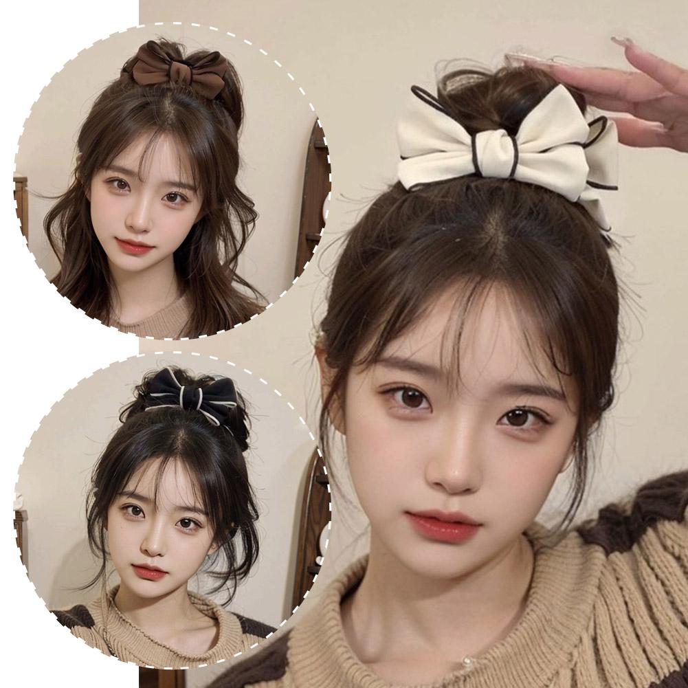 Pinces à cheveux en forme de nœud pour femmes, double face, grandes pinces à cheveux en satin massif, accessoires pour cheveux, barrettes de requin Q2X7