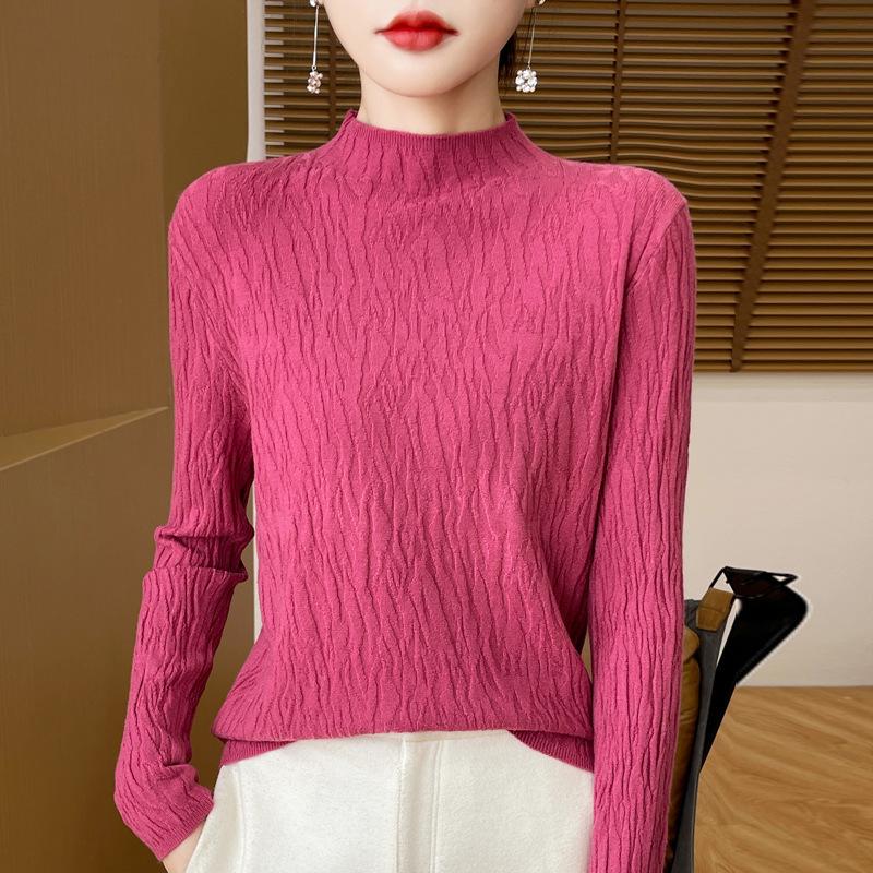 Autumn and Winter Pullover Sweater Women's Half-high Neck Knit Slim Bottoming Shirt