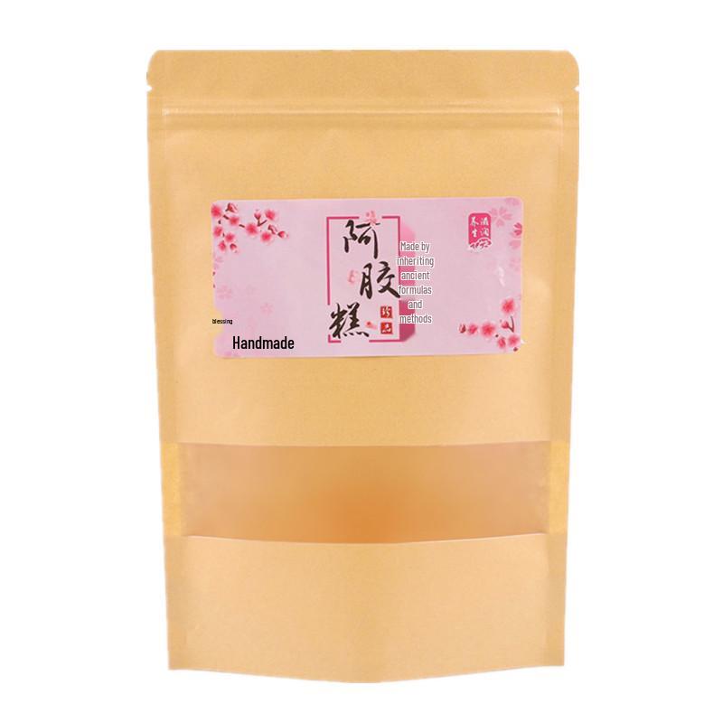 Handcrafted Donkey-hide Gelatin Cake Kraft Paper Gift Bag, Half and One Jin Options, Self-sealing Packaging