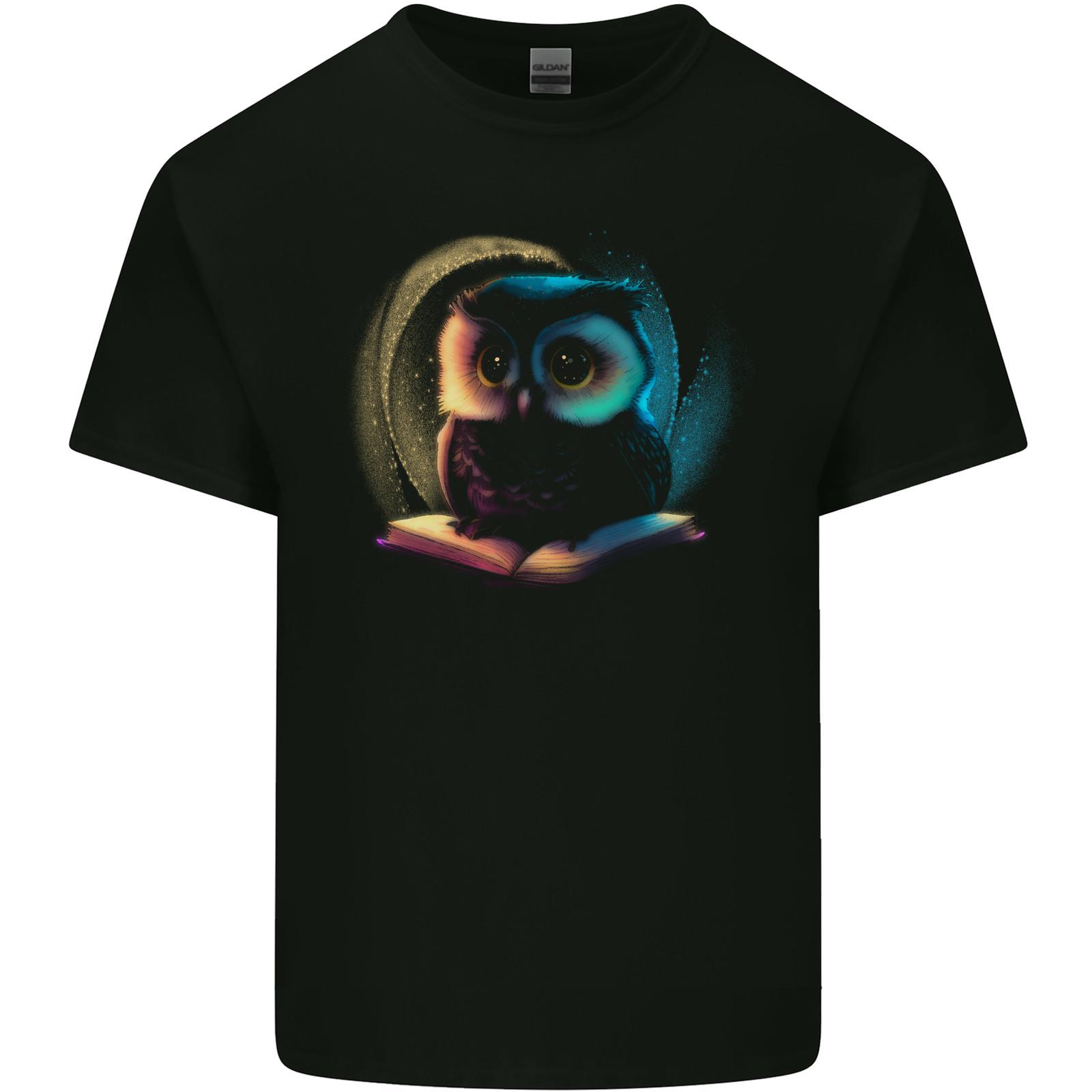 Owl Reading a Book Bookworm Reader Mens Light Cotton T-Shirt S