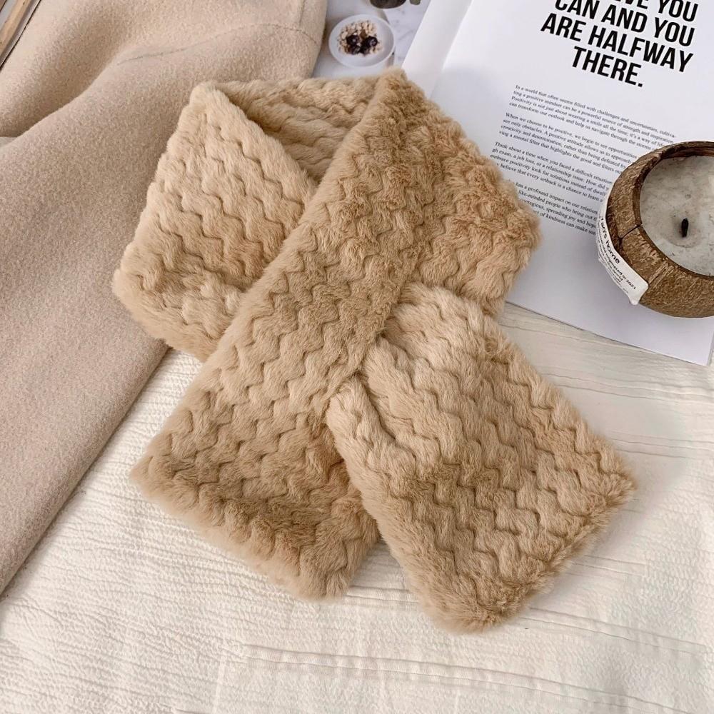 Soft Cross Scarf Thickened Winter Scarves Elegant Knitted Neckerchief  Outdoor