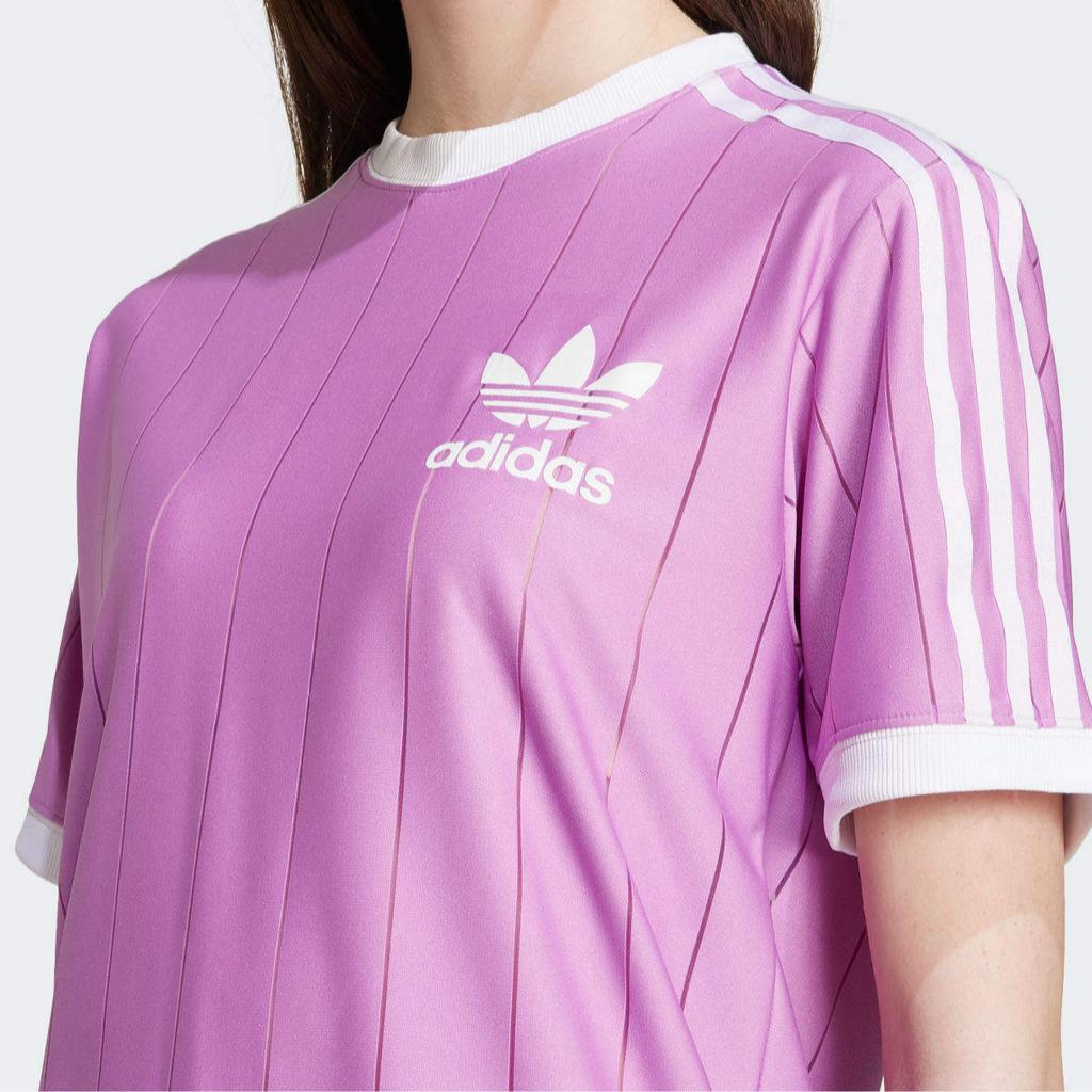 Adidas Originals Adicolor Casual Striped Logo Short Sleeve T-Shirt Women Tops Purple IY7226
