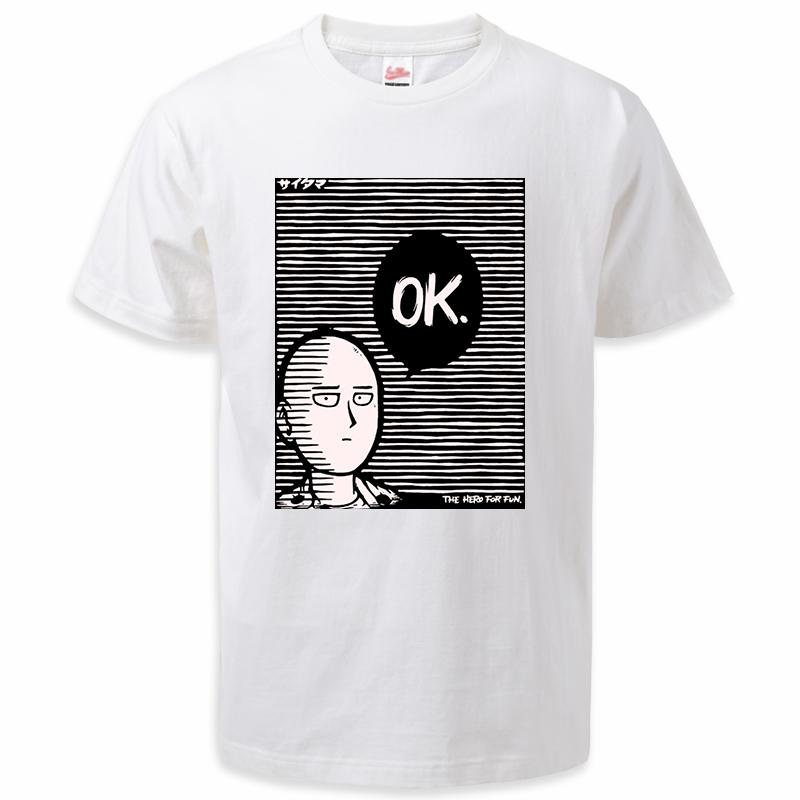 

Футболки с рисунком One Punch Man, летняя одежда 2023, аниме Сайтама, мужские/женские футболки, топы, повседневная футболка унисекс с круглым вырезом, одежда больших размеров 4XL белый