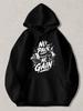 Black Pullover Hoodie with No Pain No Gain Barbell Graphic Unisex Streetwear Sweatshirt for Gym Workout and Fitness Training Casua