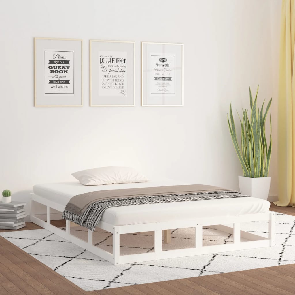 vidaXL Massivholzbett Weiß 120x190 cm