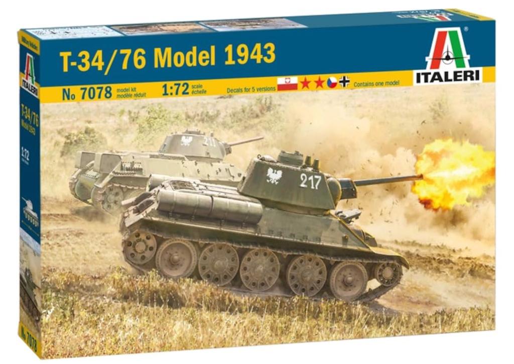 PLATZ Italeri WWII Soviet Plastic Model Kit IT7078 1/72 T-34/76 Mod.43 (Tank)