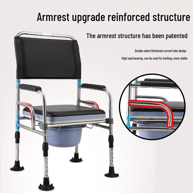 Portable Folding Toilet Chair with Backrest for Elderly, Pregnant Women, and Disabled