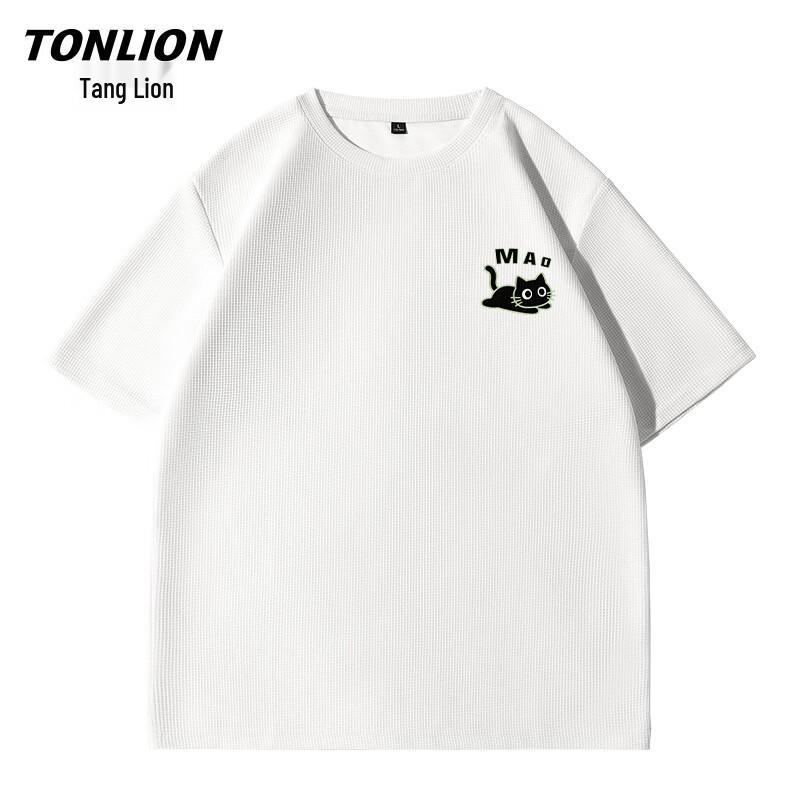 TonLion Men s JTS Cat Print Short Sleeve T-Shirt M