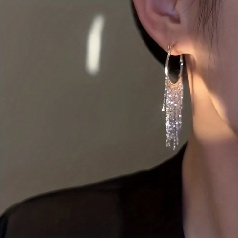 1 Pair Tassel Earrings, Long Temperament Earrings, Versatile And Fashionable Ear Accessories