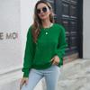 Women Loose Fit Long Sleeve Plaid Knit Sweater Autumn Winter