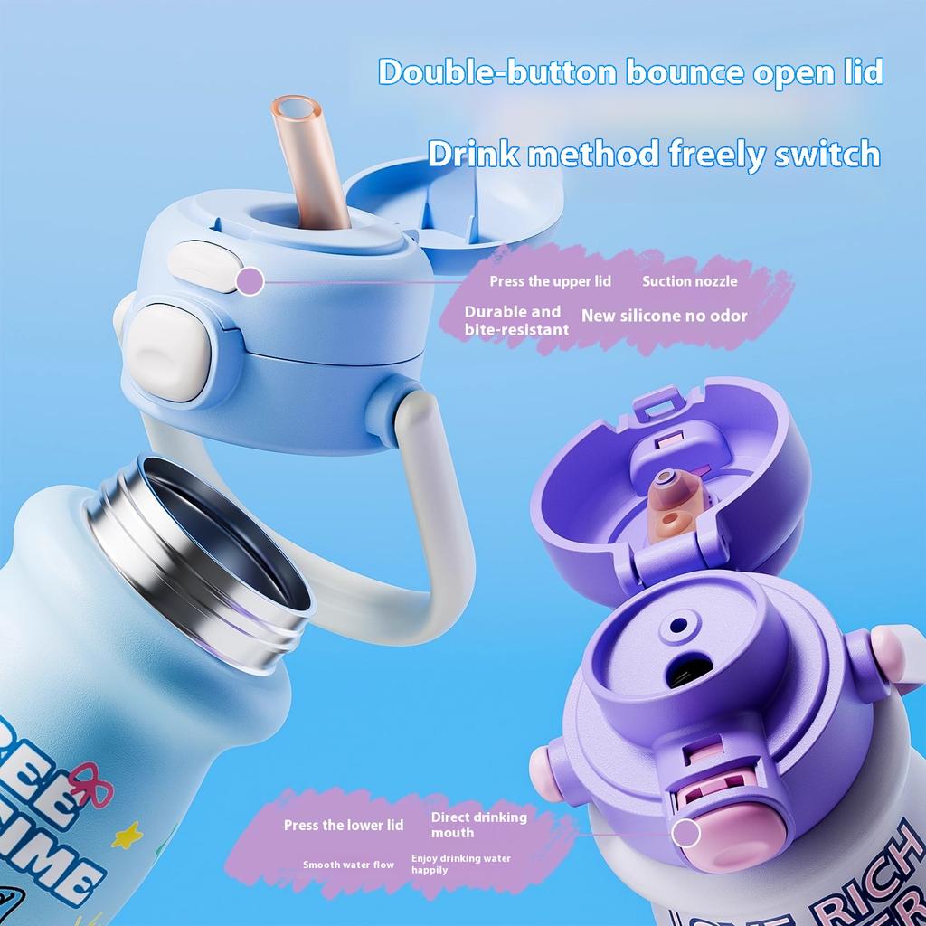 Gianxi Children's Insulated Cup Portable Water Bottle for School Primary School and Kindergarten Straws Water Cup Insulated Cup