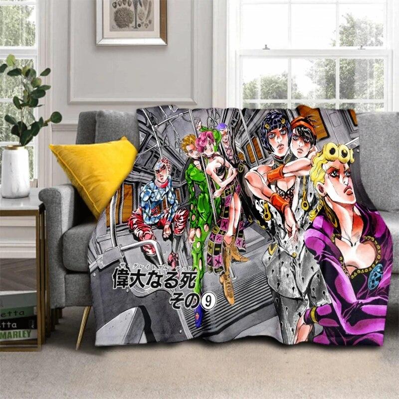 Anime Jojo Bizarre Adventure Cosplay Body 3D Printed Flannel Blanket for Beds Hiking Picnic Fashionable Bedspread Throw Blanket