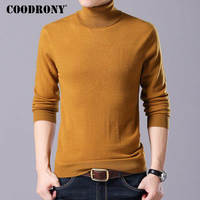 Brand Men Casual Turtleneck Pull Homme Autumn Winter Merino Wool Sweater Warm Cashmere Pullover Sweater Men