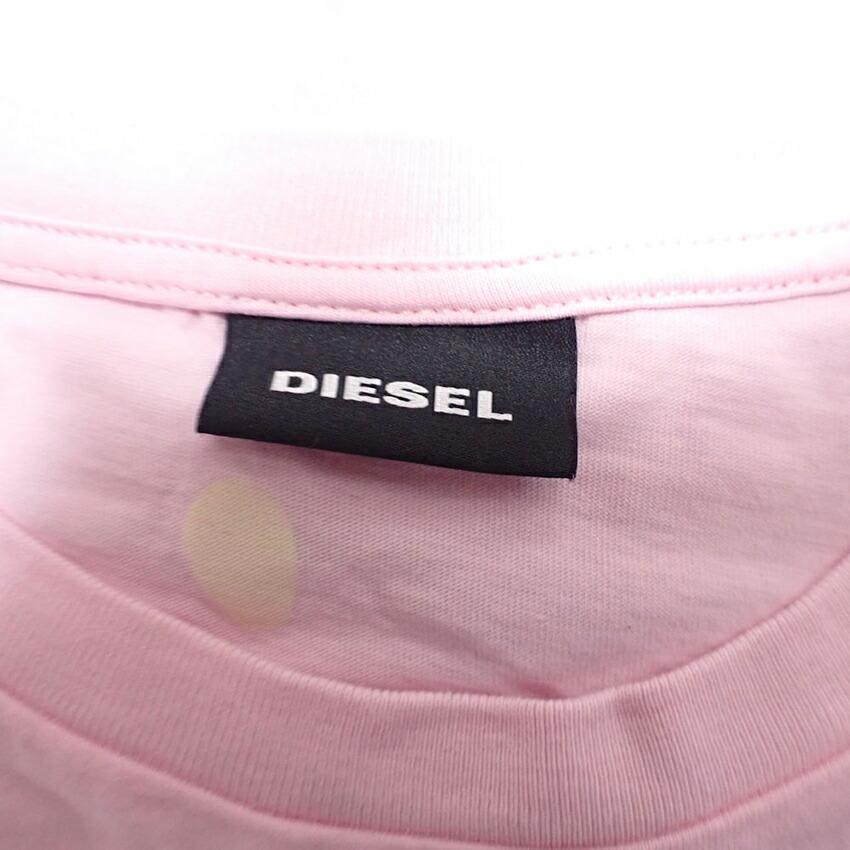 [Used] DIESEL/Diesel print cool neck cotton short sleeve cut and sew/b48-33