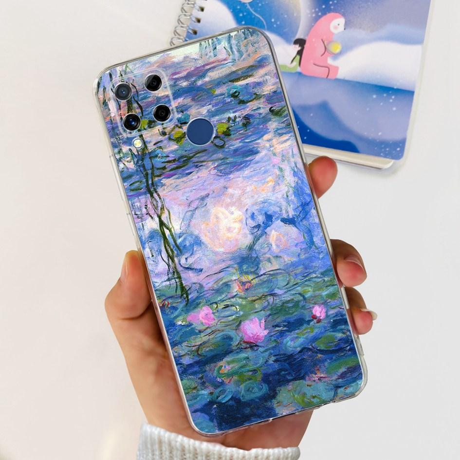 For Realme C15 Case Fashion Marble Butterfly Flower Soft TPU Phone Case For Realme C15 RMX2180 RMX2195 Coque C 15 Silicone Cover