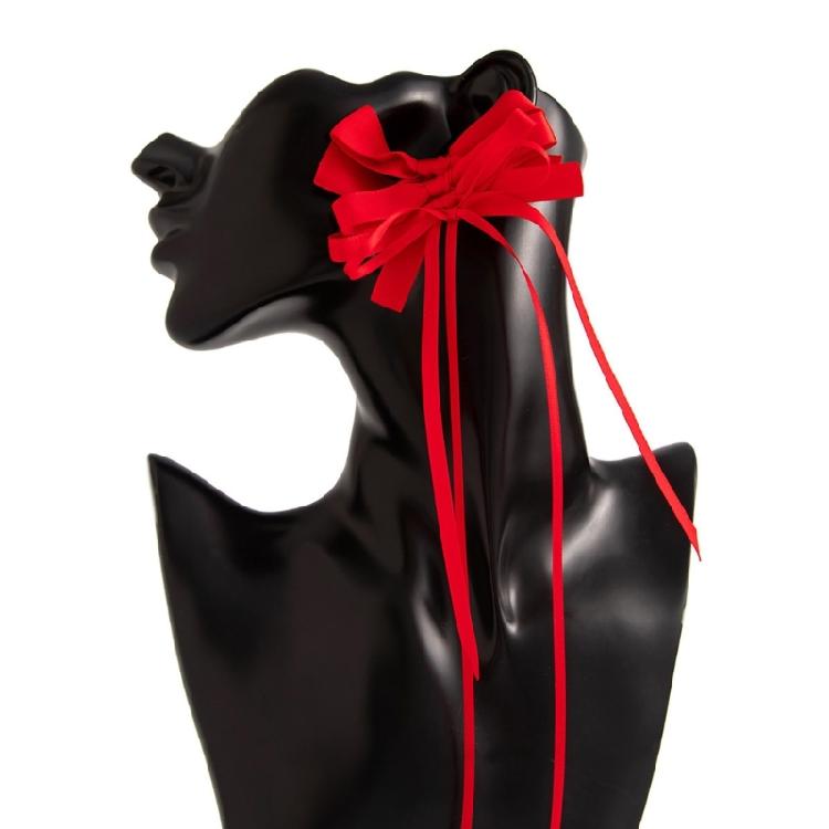 Stylish Long Ribbon Earrings Trendy Rose Knot Earrings with a Playful Long Ribbon Accent Ear Drop Accessory