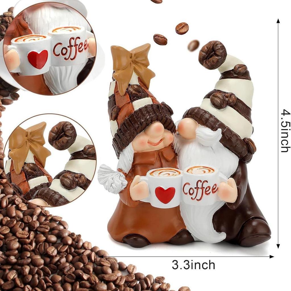 Valentine's Day Coffee Couple Gnome Figurine - Creative Resin Home Decor Gift