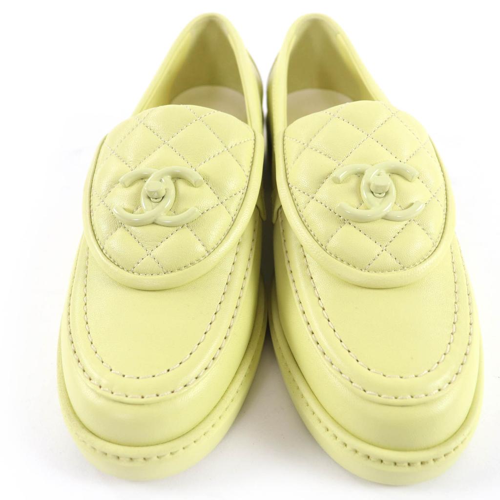 Chanel Loafers COCO Mark Matelasse Leather Yellow Leather Women 37 G45474 Used