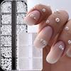 2Boxes 12grids White Pearls Nail Rhinestones & 6grids 0.8-3mm Silver Metal Caviar Beads Nail Gems Resin Nail Decorations YT89