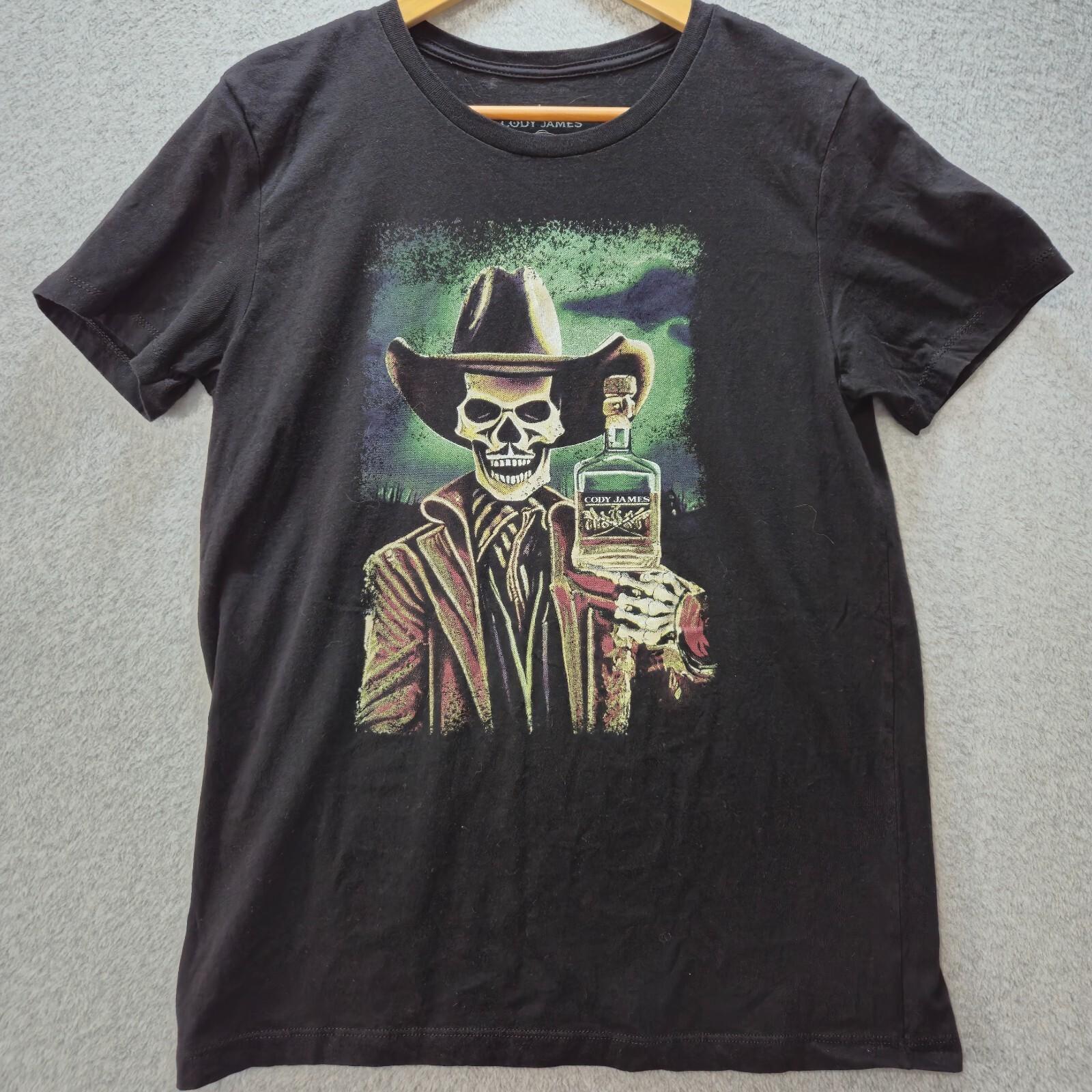 Cody James Drink Up Cowboy Skull Whiskey Bottle Black T-Shirt Size M S разноцветный
