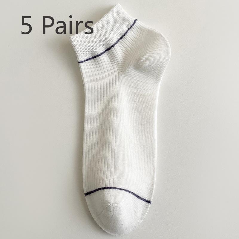 5 Pairs of Men's Spring and Summer Thin Solid Color Leisure Sweat Absorption Breathable Sports Short Tube Socks