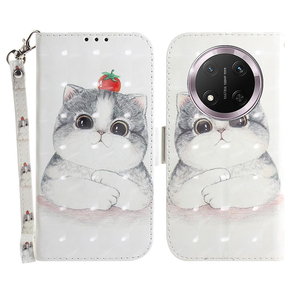 For Honor Magic7 Lite 5G/X9c 5G/X60 Pro 5G Case Pattern Printing Leather Wallet Phone Cover with Wrist Strap