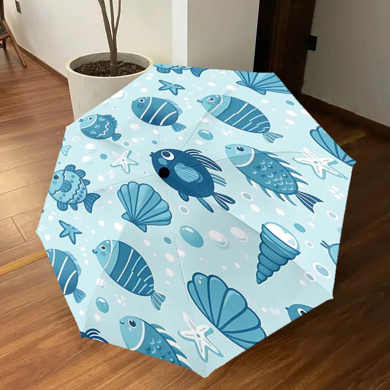 1PC fish shell Umbrella-8-Rib Reinforced Portable Folding Travel Suitable for All Seasons Outdoor Daily Use  -J0334